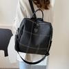 2022 Novo Estilo Japonês e Coreano Bordado Xadrez Cor Sólida Mochila de Couro Macio Menina Multifuncional Moderna All-match Elegante Mochila Pequena