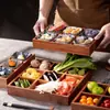 Bandeja Jiugongge de Sándalo Shapili Wu Plato para Servir Hot Pot Plato Complementario para Cocinar Té y Cocinar Fruta Seca Dim