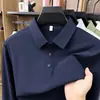 Camisa Polo de manga larga para hombre del Sudeste Asiático transfronteriza, color liso, casual de negocios, antibacteriana, camiseta básica de otoño e invierno, elástica, con cuello camisero