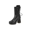 Botas de Invierno 2026 Estilo Punk Nuevo Suela Gruesa Talla Grande 40-50 Estilo Europeo y Americano Cordones Laterales Corte Bajo para Mujer Tendencia