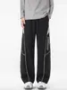 Pantalones rectos de punto gofrado con costuras de contraste para hombre ACU, nuevos pantalones anchos casuales de tendencia de marca para otoño/invierno 2026, pantalones curvos