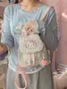 Mochila de Estilo Coreano con Estampado de Gato Dulce y Tapa abatible con Exquisito Colgante de Dibujos Animados Lindo, Mochila Casual de Alto Valor