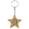 Nuevo llavero creativo de estrella de cinco puntas 2D transfronterizo eres una estrella colgante de madera con letra en inglés