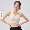 Camisa Polo para Mujer con Chaleco de Sujetador Acolchado Integrado Moda Cómoda Versátil Sujetador Acolchado Fijo Sin Desplazamiento Chaleco Moldeador con Cuello Retro