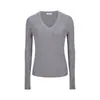 Suéter de punto trenzado con cuello en V y mangas largas, top de punto corto ajustado para mujer de otoño