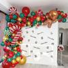Nueva cadena de globos navideños, traje, decoración de fiesta, hombre de jengibre, muleta, piruleta, globo de látex rojo y verde