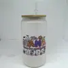 Copo Mason Jar de Vidro 16oz para Cerveja Cola Água com Logotipo Personalizado de Natal em Estoque Transfronteiriço Sublimação