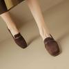 41 sapatos mocassins de pele de carneiro fosca plus size femininos estilo preppy salto grosso sapatos femininos novos outono e inverno salto médio sapatos de camada única forrados com fleece bico redondo