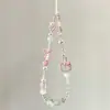 Nueva Cadena Colgante para Teléfono de Gato KT Rosa Dulce y Linda Moda Lazo de Amor Colgante de Llavero con Cuentas