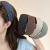 Diadema vintage de lunares plisada de ala ancha para mujer, casual y única, con un toque de alta gama, diadema versátil que hace que la cabeza se vea más alta y el rostro parezca más pequeño