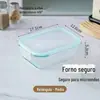 Caixa de Armazenamento de Vidro Borossilicato Alto, Tigela de Armazenamento de Vidro, Marmita, Forno de Micro-ondas, Recipiente de Armazenamento Selado para Estudantes, Utensílios de Mesa
