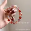 Pulsera de Cristal Natural, Flor Roja de Pegamento, Cristal de Fresa, Cinco Elementos, Fuego, Pulsera de Múltiples Tesoros, Regalo