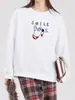 Estilo Nuevo Otoño e Invierno Diseño Simple de Dibujos Animados Perro Estampado de Letras Ropa Exterior Casual Versátil Suelta Sudadera de Manga Larga para Mujer