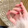Celebridad de Internet Temperamento Rojo Bayo Degradado Rojo de Año Nuevo Arte de Uñas Rojo Primavera y Verano Hecho a Mano Puro Uñas Largas Vestido Largo Uñas Postizas Blancas