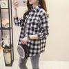 Camisa xadrez feminina solta de manga comprida estilo Primavera e Outono versátil casual estudante primavera e outono tamanho grande estilo coreano camisa casaco algodão