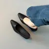 Zapatos Mary Jane de Cuero Suave Estilo Retro Francés para Mujer con Tacón Grueso Elegantes Zapatos de Vestir para el Trabajo Punta Fina Slip-on Zapatos de Tacón Alto para Mujer