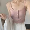 [Valor más alto que el precio] camisola corta de moda transfronteriza, top base de verano, chaleco con botones para mujer