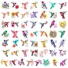 50 calcomanías de colibrí acuarela y florales de origen directo transfronterizo, PET transparente, diseño floral y de aves fresco, para decorar cuadernos y diarios