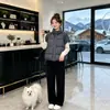 Novedad Otoño/Invierno 2026 Chaleco de Algodón con Punto Grueso Patchwork Cuello Alto para Mujer Diseño Corto con Sentido Cardigan Chaleco Ropa de Abrigo