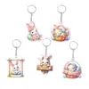 Llavero de Coche Conejo de Pascua Transfronterizo Colgante Decoración Feliz para Coche/Teléfono Adorno Acrílico para Bolso