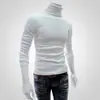 294 Nova Camiseta Masculina de Cor Sólida para Comércio Exterior Gola Alta Manga Longa Primavera Outono Inverno Camiseta Base Pulôver Tricotado Coreano
