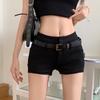 Shorts curtos pretos justos e casuais, roupa externa feminina, estilo americano, elástico, sexy, calças retas e simples