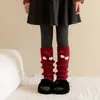 Calcetines Gruesos Rojos Festivos de Algodón para Niños, Calentadores de Piernas Cálidos para Niñas, Buena Suerte en el Año del Caballo