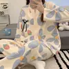 Nueva colección primavera y otoño 2027: conjunto de pijama de manga larga para mujer, moderno y elegante, ropa de estar cómoda y holgada