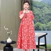Vestido de Algodão e Seda de Verão 2026 para Mulheres de Meia-Idade e Idosas, Roupas Femininas Soltas Plus Size, Vestido de Algodão Artificial de Manga Curta que Cobre a Barriga, Vestido de Mãe