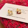 Pendientes de Corazón Rojo de Lujo Ligero y de Gama Alta, Pendientes de Moda Femeninos de Celebridad de Internet Coreana, Pendientes Retro Estilo Hong Kong con Aguja de Plata