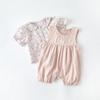 Conjunto Floral de Orejas de Conejo para Bebé 2026 Verano Nuevo Estilo Camisa Fina y Chaleco para Recién Nacido Conjunto de Dos Piezas