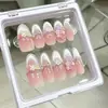 Unhas Vestíveis Nai Zi Puras Feitas à Mão, Flores de Pêssego de Verão, Temperamento Fresco e Doce, Adesivos de Unha Olho de Gato
