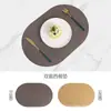 Mantel individual de cuero de doble cara para manualidades, tapete para taza de té, impermeable y a prueba de aceite, tapete de mesa con aislamiento térmico para restaurante occidental, tapete para tazón de comida, posavasos