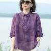 Nueva blusa de mujer, ligera, elegante, de jacquard, vintage, de manga media, con cuello, adelgazante y que favorece la figura