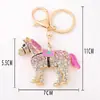 Caballo Zodiacal Goteando Aceite Llavero de Dibujos Animados con Pedrería Colgante para Llaves de Coche Mochila Regalo del Día del Niño Pony Pequeño Regalo