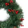 Guirnalda de Navidad de 45 cm con 100 Hojas Personalizada Venta Caliente Transfronteriza Amazon Guirnalda de Navidad de Fruta Roja y Aguja de Pino Mimbre Personalización
