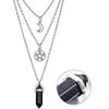 Joyería transfronteriza europea y americana personalizada collar con colgante de cristal de columna hexagonal combinable Collar multicapa para mujer de Luna hueca