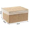 Cesta de armazenamento tecida à mão, caixa de armazenamento para lanches, cesta de bambu, cesto de roupa suja, caixa de armazenamento grande para calças