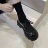 Zapatos de Cuero de Suela Gruesa Estilo Británico para Mujer 2026 Nuevo Otoño Versátiles Zapatos Planos Loafers Negros Tendencia Ins