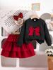 Amazon Traje de Primavera Nuevo Americano y Europeo para Niña Princesa Vestido de Manga Larga con Falda de Pastel Conjunto de Dos Piezas