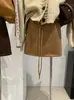 KEKEZOON Mini Falda de Línea A Ajustada al Cuerpo Maillard Otoño/Invierno Cordón de Amarre Gamuza Felpa Anti-Exposición Falda Corta 9265