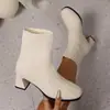 2025 Nuevas Botas Calcetín de Otoño e Invierno para Mujer Tacón Grueso Botines Cortos Estilo Británico Botas de Tacón Grueso Botas de Punto a Media Pantorrilla