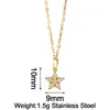 Collar de Acero Inoxidable de Lujo Ligero Estilo Europeo y Americano para Mujer, Tortuga Dulce con Forma de Corazón, Estrella, Cruz, Colgante de Circonita, Cadena para Clavícula