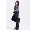 Jeans de Pierna Ancha con Degradado Azul Oscuro para Mujer, Nuevo Estilo Otoño e Invierno, Cintura Alta, Pantalones Sueltos de Pierna Recta Relajados Estilo Americano, Largo Hasta el Suelo