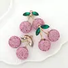 Chaveiro de Cereja Criativo com Cravação de Diamantes Super Brilhante para Venda Quente Transfronteiriça Chaveiro de Cereja DIY Acessórios de Joias para Corrente de Bolsa