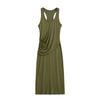 Vestido Chaleco con Cintura Plisada Hombro Estrecho Falda Larga para Mujer Verano 2025 Nuevo Ajuste Delgado Empalme Vestido Sexy
