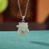 Yilu plata S925 plata esterlina jade Hetian gatito lindo colgante con carácter fu regalo creativo moda personalidad colgante versátil