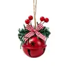 Campana de Navidad Metal Bayas Rojas Aguja de Pino Lazo Cuerda de Cáñamo Colgante Decoración de Árbol de Navidad Colgante de Campana Copo de Nieve