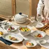 Set de Vajilla Creativa Estilo Japonés Happy Fish para Uso Doméstico: Bol de Arroz, Bol de Ramen, Bol de Sopa Cerámico Vintage de Doble Asa, Bol de Ensalada