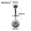 Anillo Umbilical Doble Diamante de Acero Inoxidable Meier con Hebilla de Ombligo de Diamante Joyería de Perforación Corporal Transfronteriza con Clavo de Ombligo de Diamante